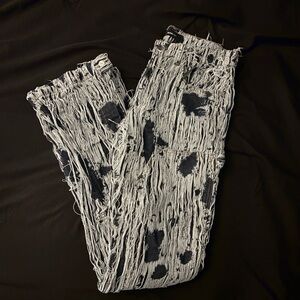Distressed Black and White Pants